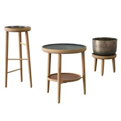 Baré Set, Side Tables with Soapstone, Cast Bronze Planter and Trays