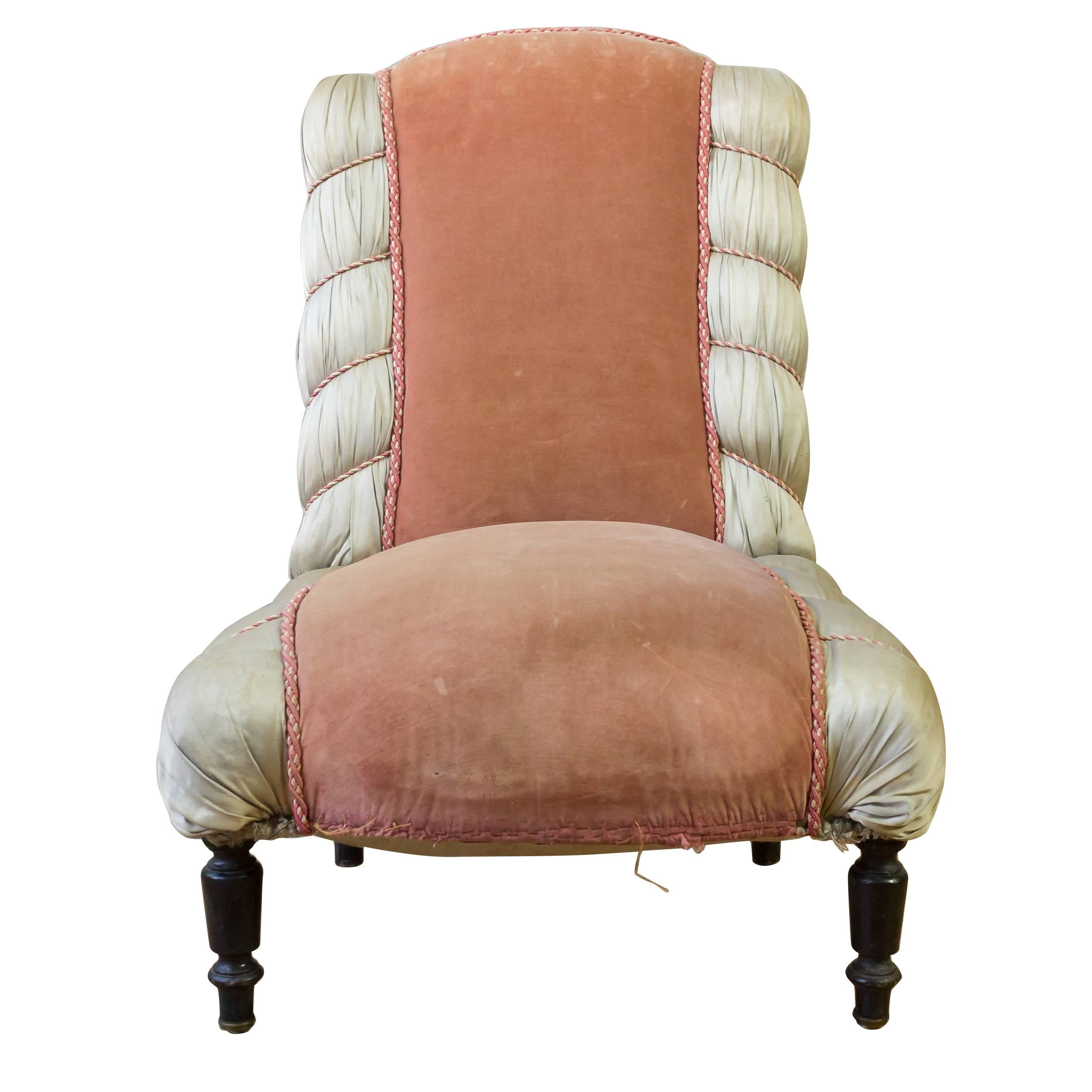 Elegant French 19th Century Slipper Chair