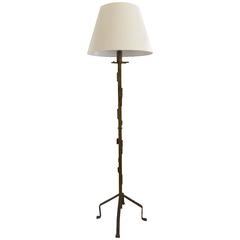 French Brutalist Forged Iron Floor Lamp