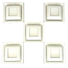 Five Doria Wall Sconces Square Lamps Signed White Enameled Metal Germany 1970s