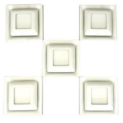 Modernist Set of Five White Enameled Metal Square Wall Sconces by Doria, Germany 2