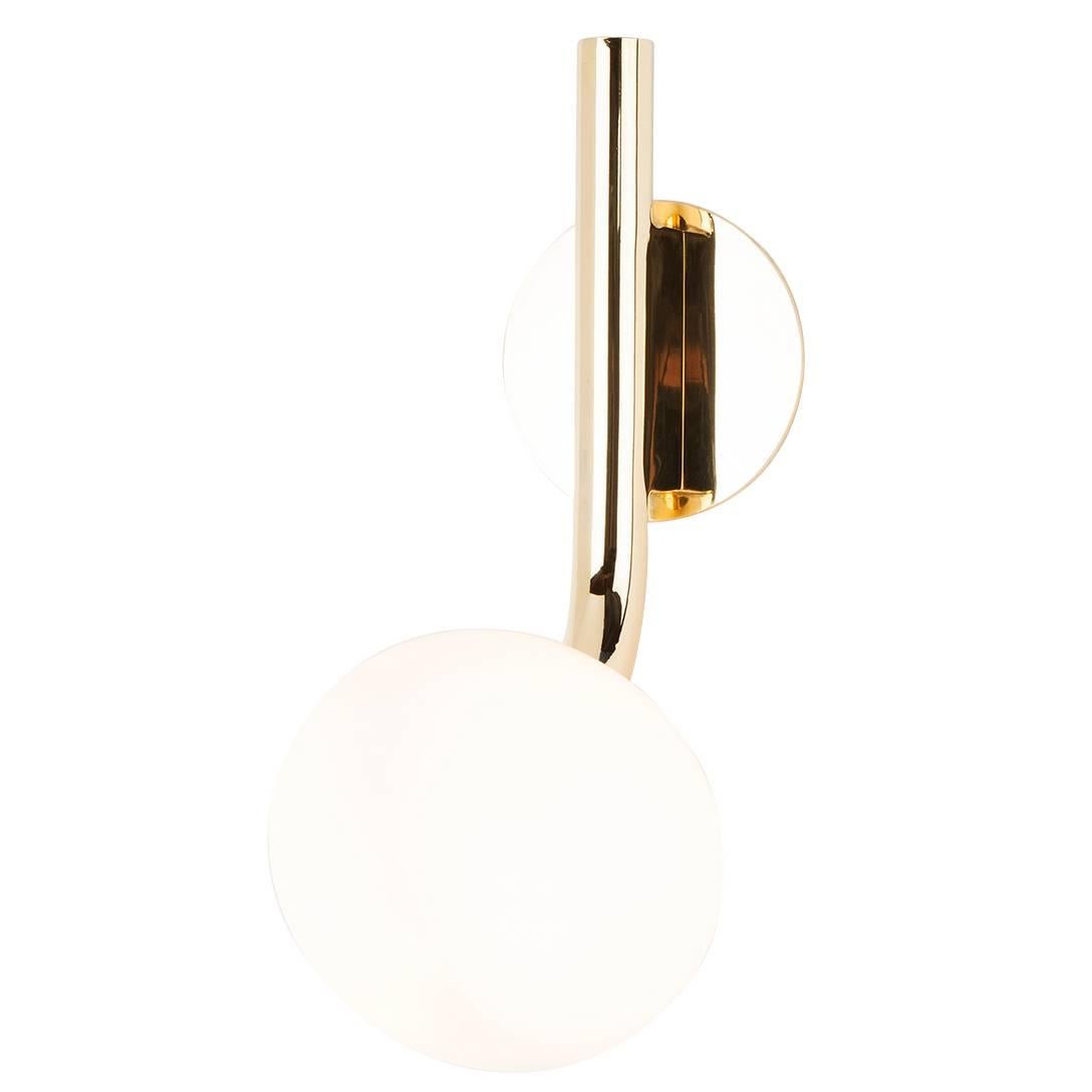 Etoile Sconce With Polished Brass Stem and Handblown and Sandblasted Glass Shade For Sale