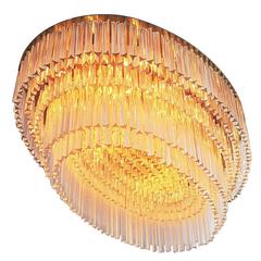 1 of 2 Italian Extra Large Flush Mount Chandeliers with Murano Glass