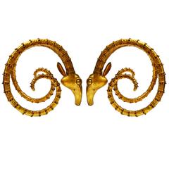 Ram's Heads Table Base in the Style of Alain Chervet Pair 12
