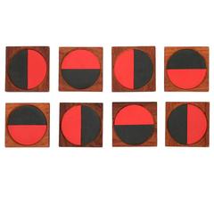 Graphic Danish Teak Coaster Set by Laurids Lonborg