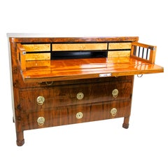 Biedermeier Nut Wood Writing Commode, Austria, circa 1830