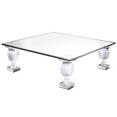 Lalique Crystal Coffee Table with Four Versaille Vase Feet