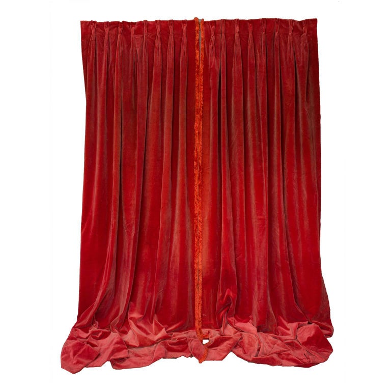 Two Pairs of Paprika Color Velvet Drapes For Sale at 1stDibs
