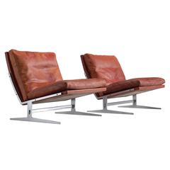 Fabricius & Kastholm Set of Sienna Red Leather Slipper Chairs