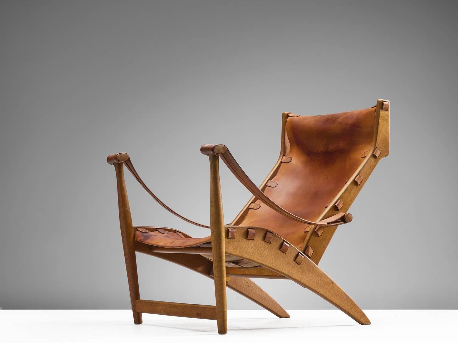 Scandinavian Modern Mogens Voltelen Cognac Copenhagen Chair