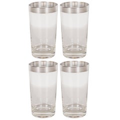 Retro Set of 4 Mid-Century Sterling Silver Overlaid Highball Glasses by Dorothy Thorpe
