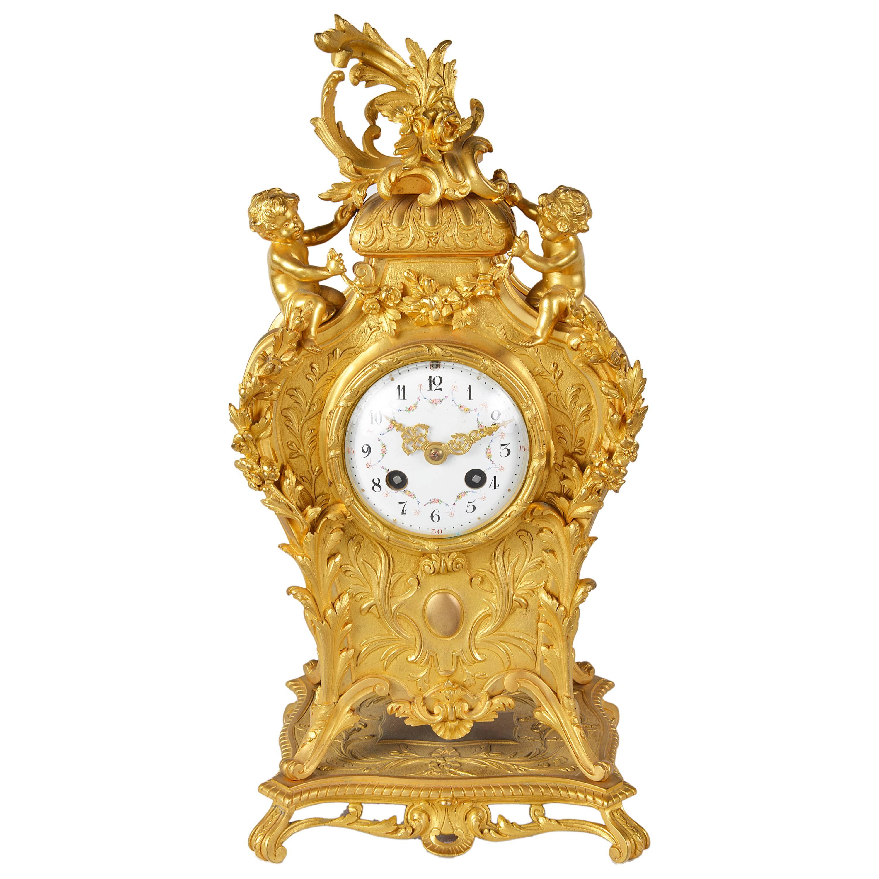 Antique Louis XVI Style Rococo Mantel Clock