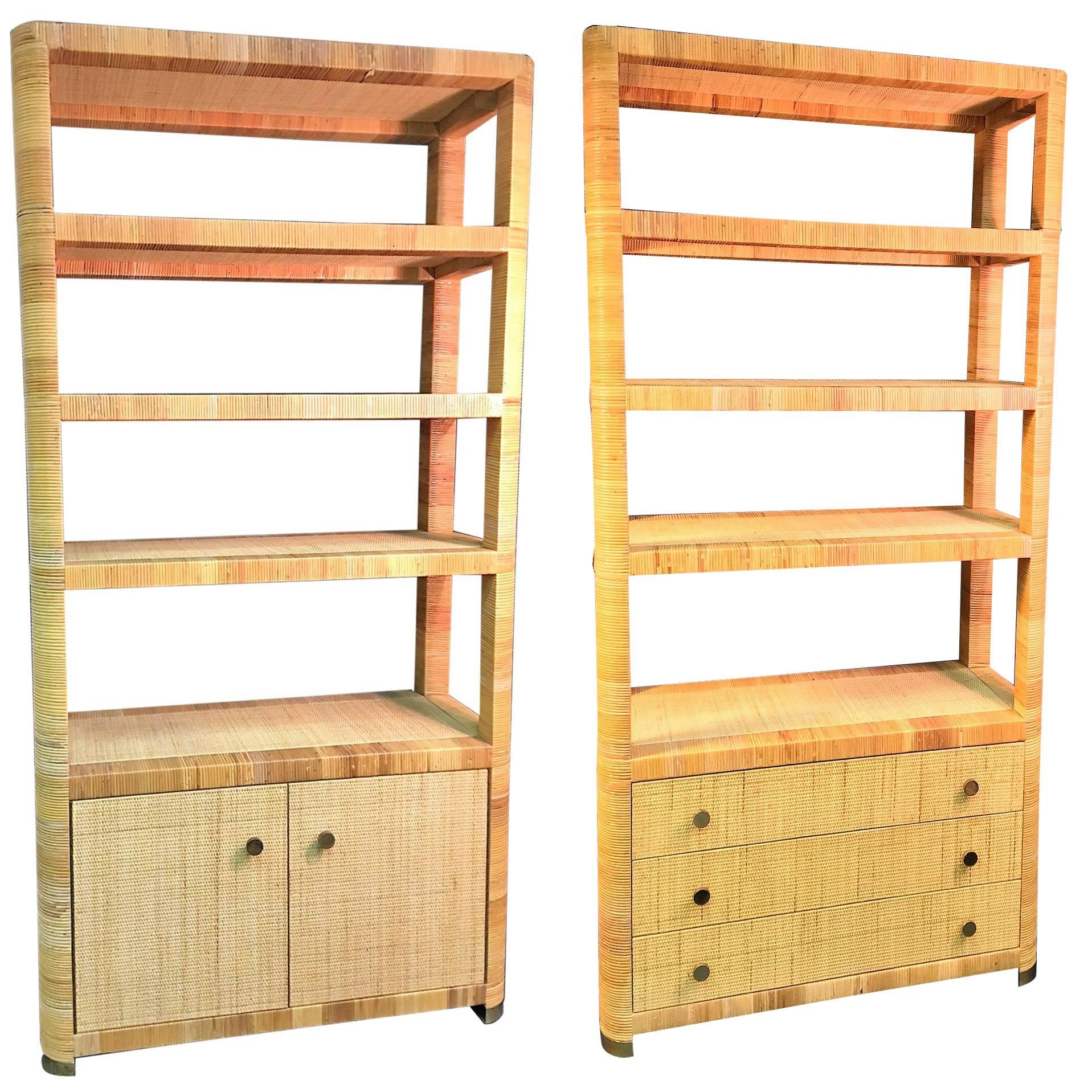 Vintage Wicker Shelving Unit 3 For Sale on 1stDibs