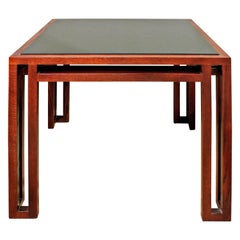 Mesa auxiliar Billy Baldwin de roble con tablero de granito insertado, años 80