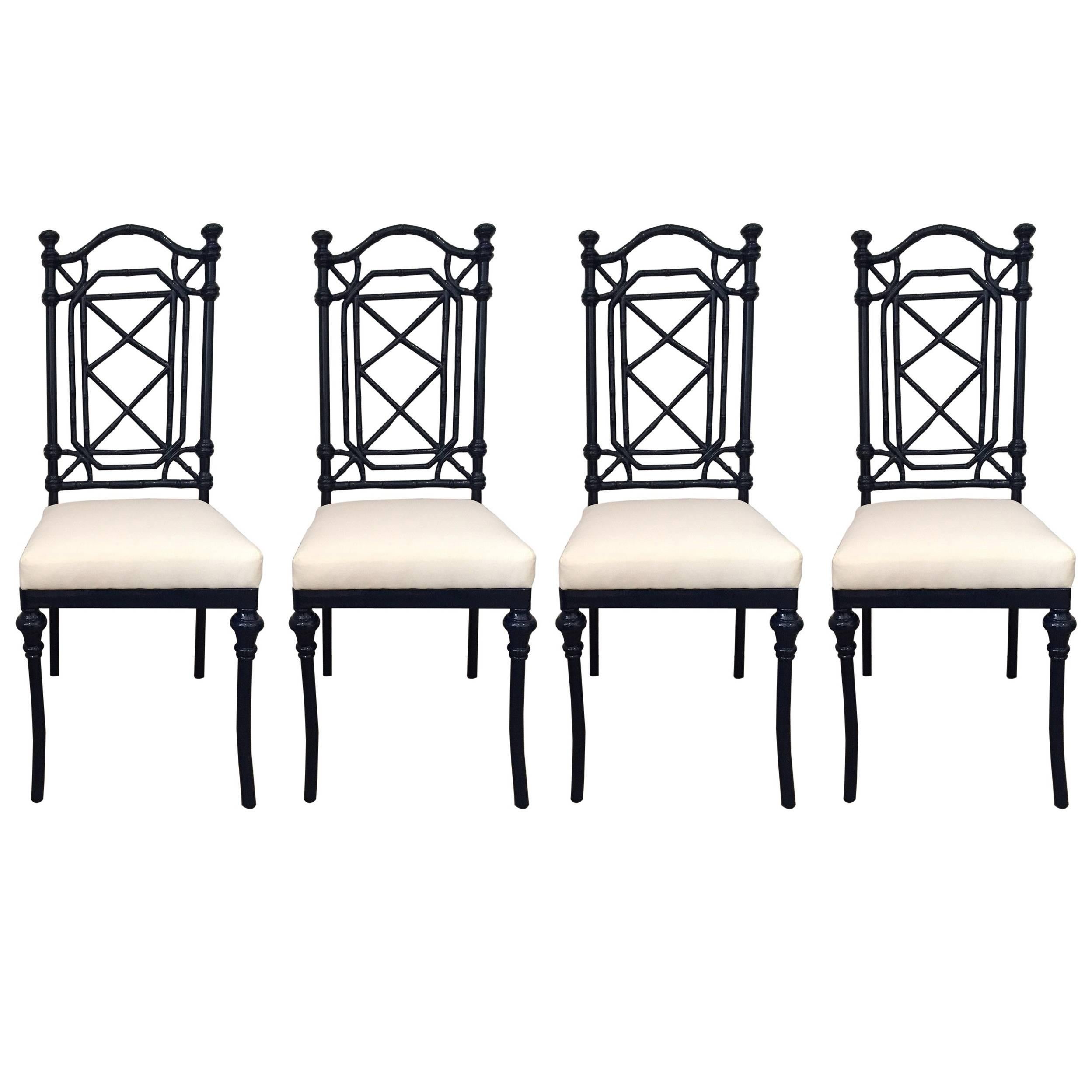 20th Century Chinese Chippendale-Style Dining Chairs - In/Outdoor - Set of Four