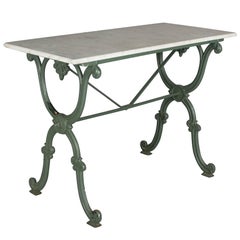 19th Century French Cast Iron Marble-Top Bistro Table