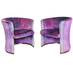 Pair of Milo Baughman for Thayer Coggin Brass Based Chairs with Ombre Velvet