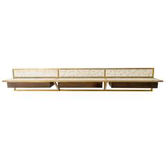Walnut and Italian Glass Tile Wall Console