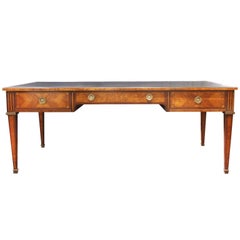 French Louis XVI Style 1900s Grand Scale Kingwood and Tulip Inlaid Bureau Plat
