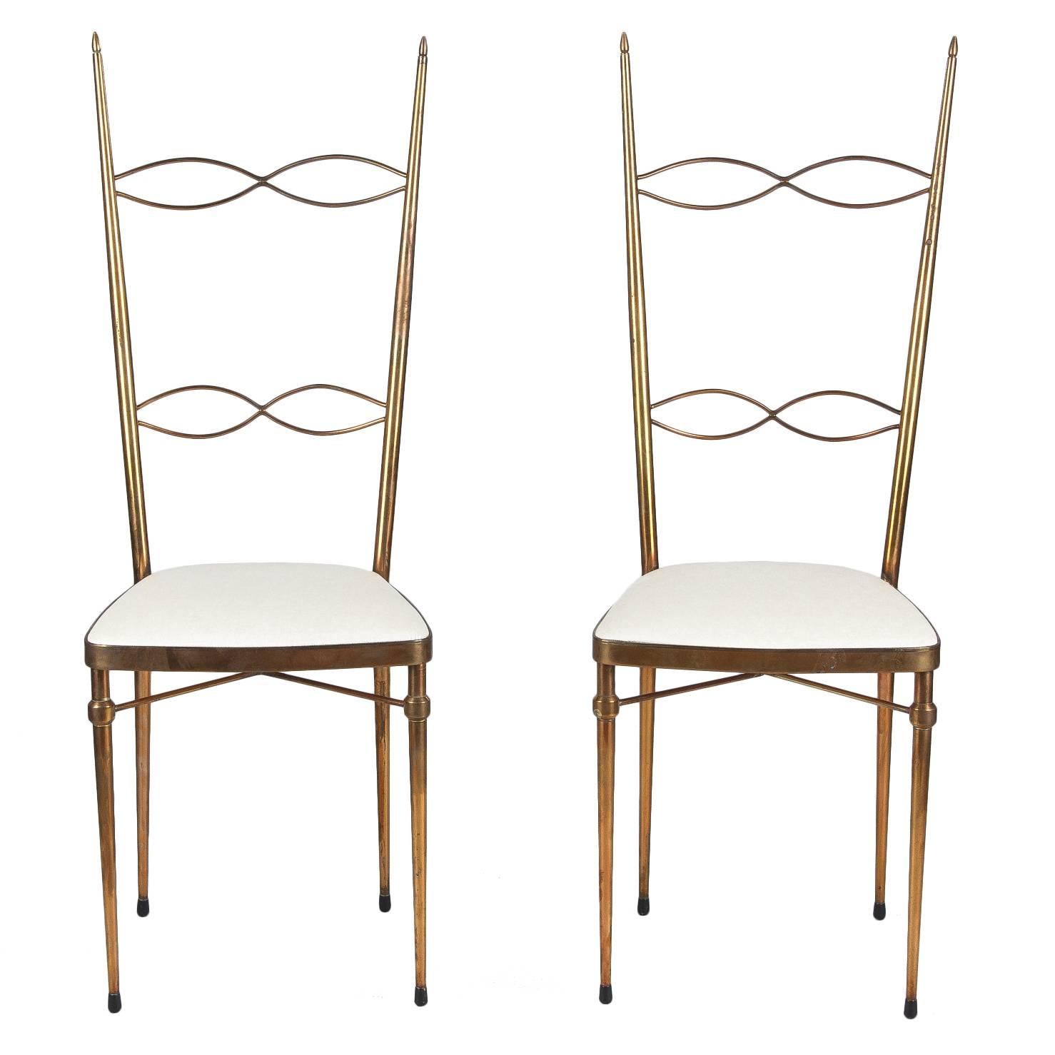 Pair of Mid-Century Italian Brass Chairs, 1960s