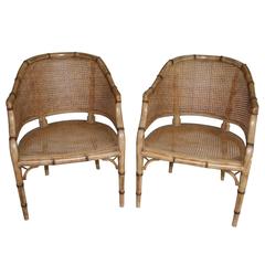 Pair of Vintage French Faux Bamboo Wood Chairs 4