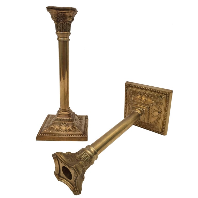 Pair of Antique Brass Candlesticks For Sale at 1stDibs