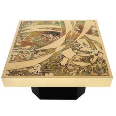 Etched Oxidized Metal Coffee Table Signed by Bernhard Rohne, Germany, 1970s 10