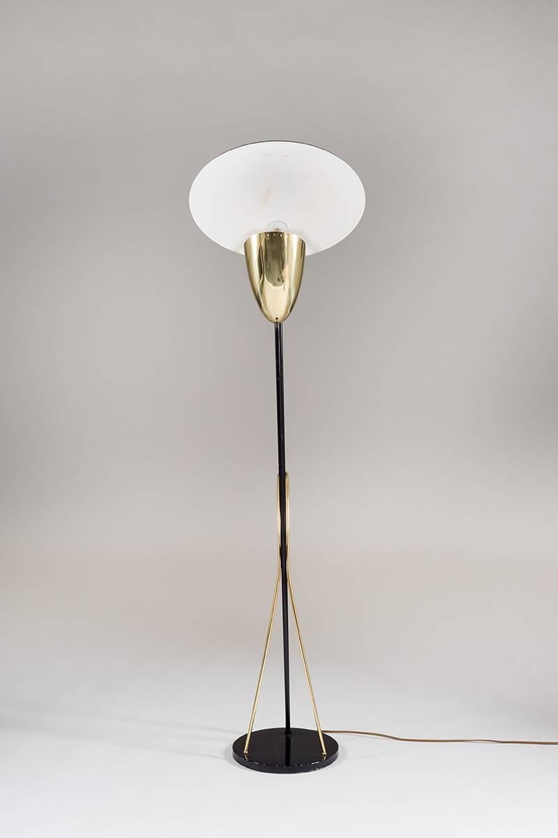 Danish Scandinavian Floor Lamp in Metal and Brass by Holm Sorensen