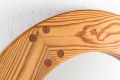 Swedish Mid-Century Round Mirror in Pine