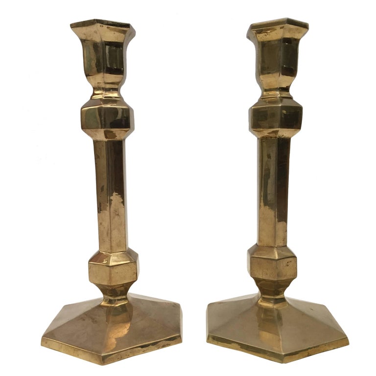Pair of Victorian Brass Candlesticks For Sale at 1stdibs