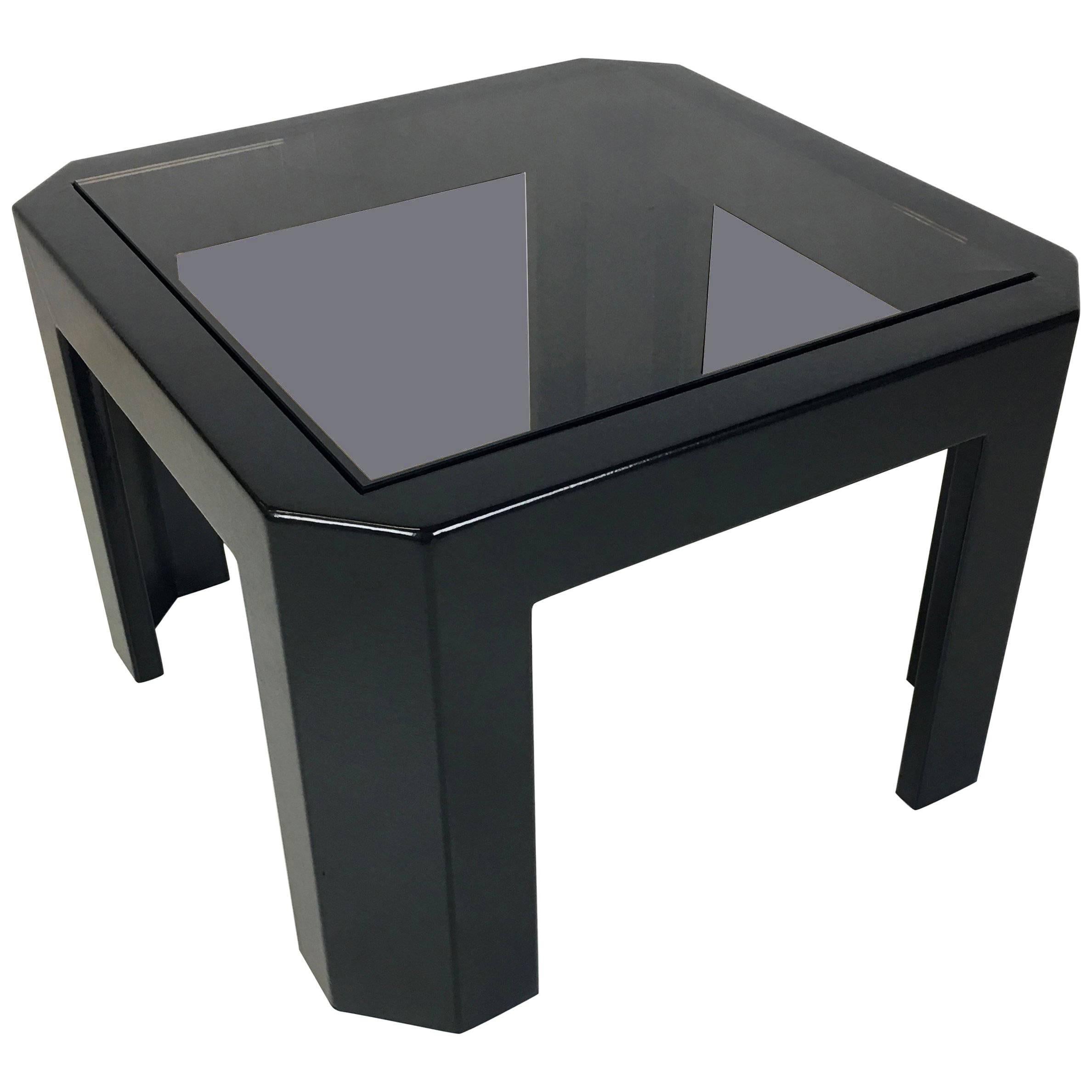 Black Snakeskin Side Table by Ron Seff For Sale