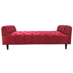 Hollywood Regency Bench Tufted in Satin Upholstery 8