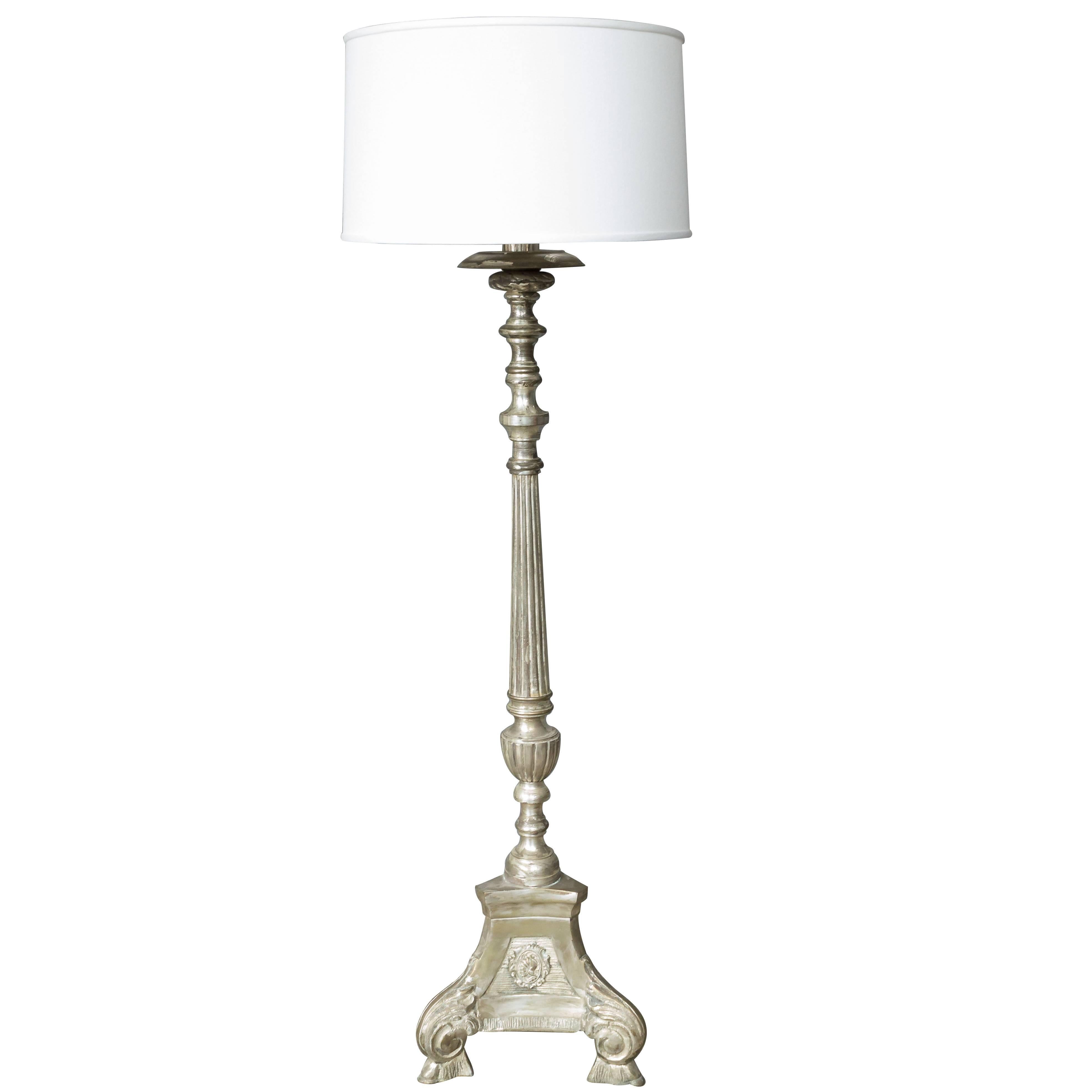 Spanish Silvered Floor Lamp in the Baroque Style