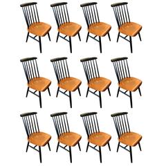 Beautiful Set of Twelve Fanett Ilmari Tapiovaara Chairs, circa 1950