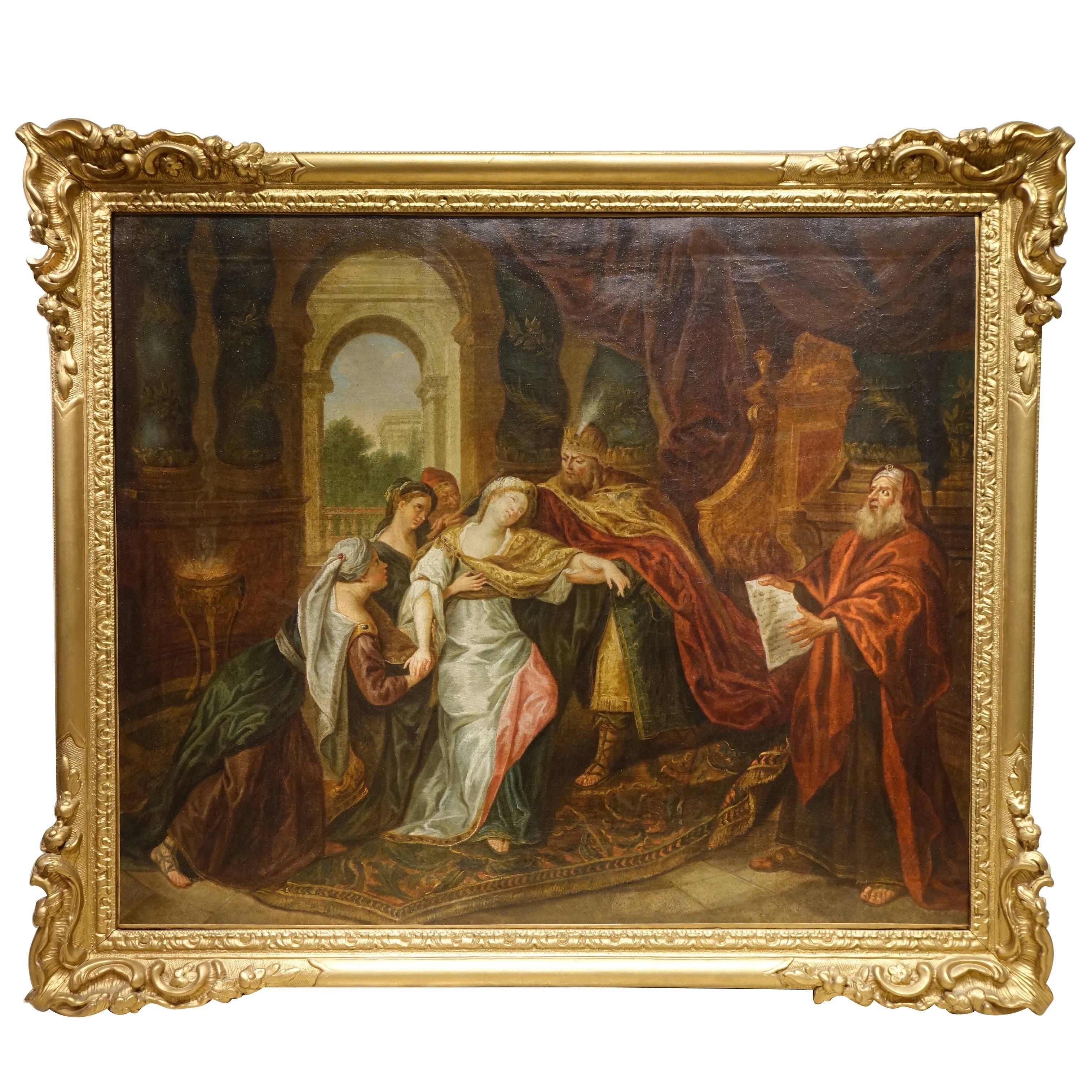 The Fainting of Esther - French School Early 18th Century Circa 1720 