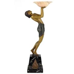 Art Deco Bronze sculpture of a nude Holding a Tray by Pierre Laurel 1930 France