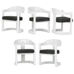 Five Onassis White Lacquer Chairs Karl Springer 1