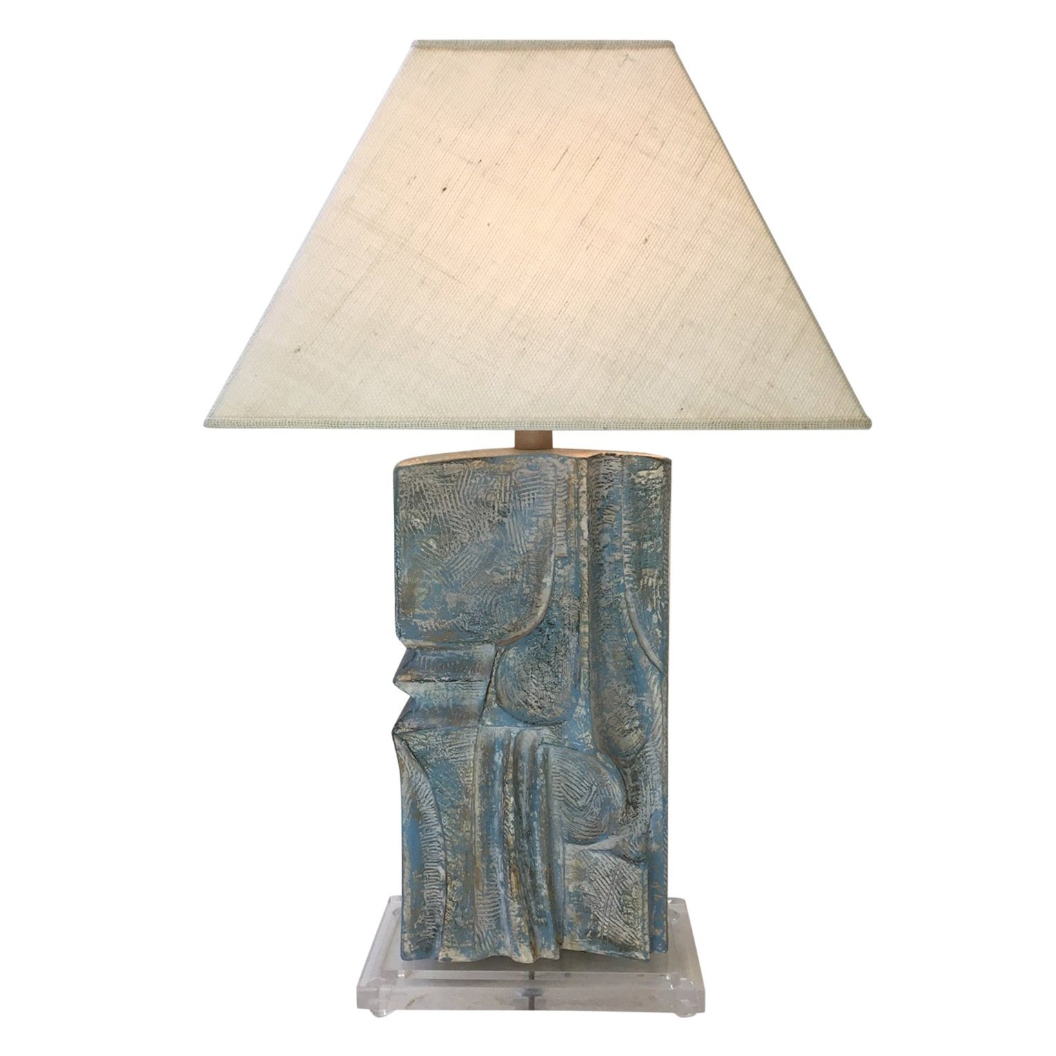 Brutalist Acrylic And Plaster Table Lamp By Casual Lamps At 1stdibs