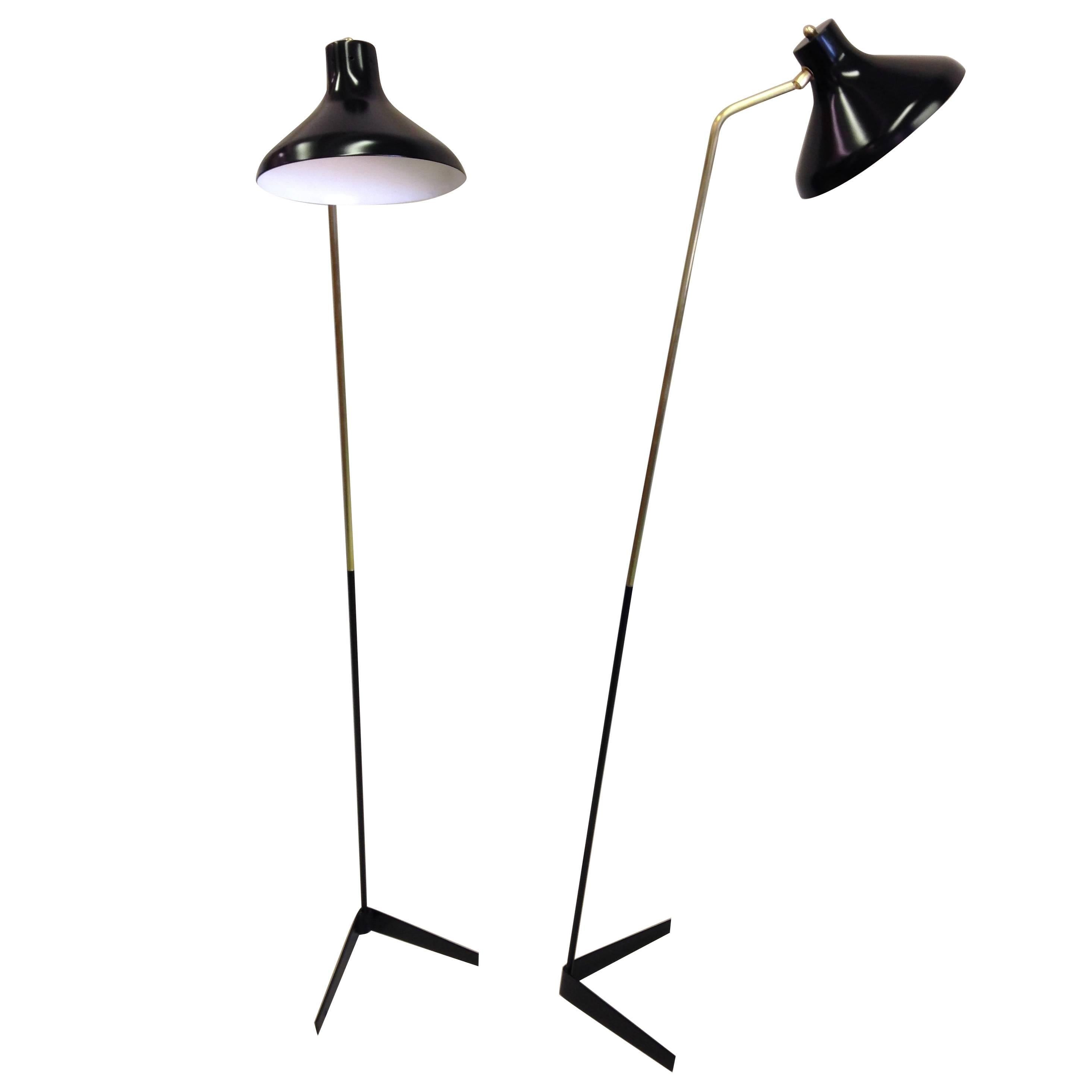 Pair of Italian Mid-Century Modern Articulated Floor Lamps by Ostuni for O-Luce