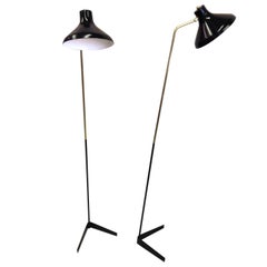 Pair of Italian Mid-Century Modern Articulated Floor Lamps by Ostuni for O-Luce
