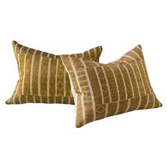 Vintage Miao Hand-Loomed Cushions in Gold with Geometric Motifs