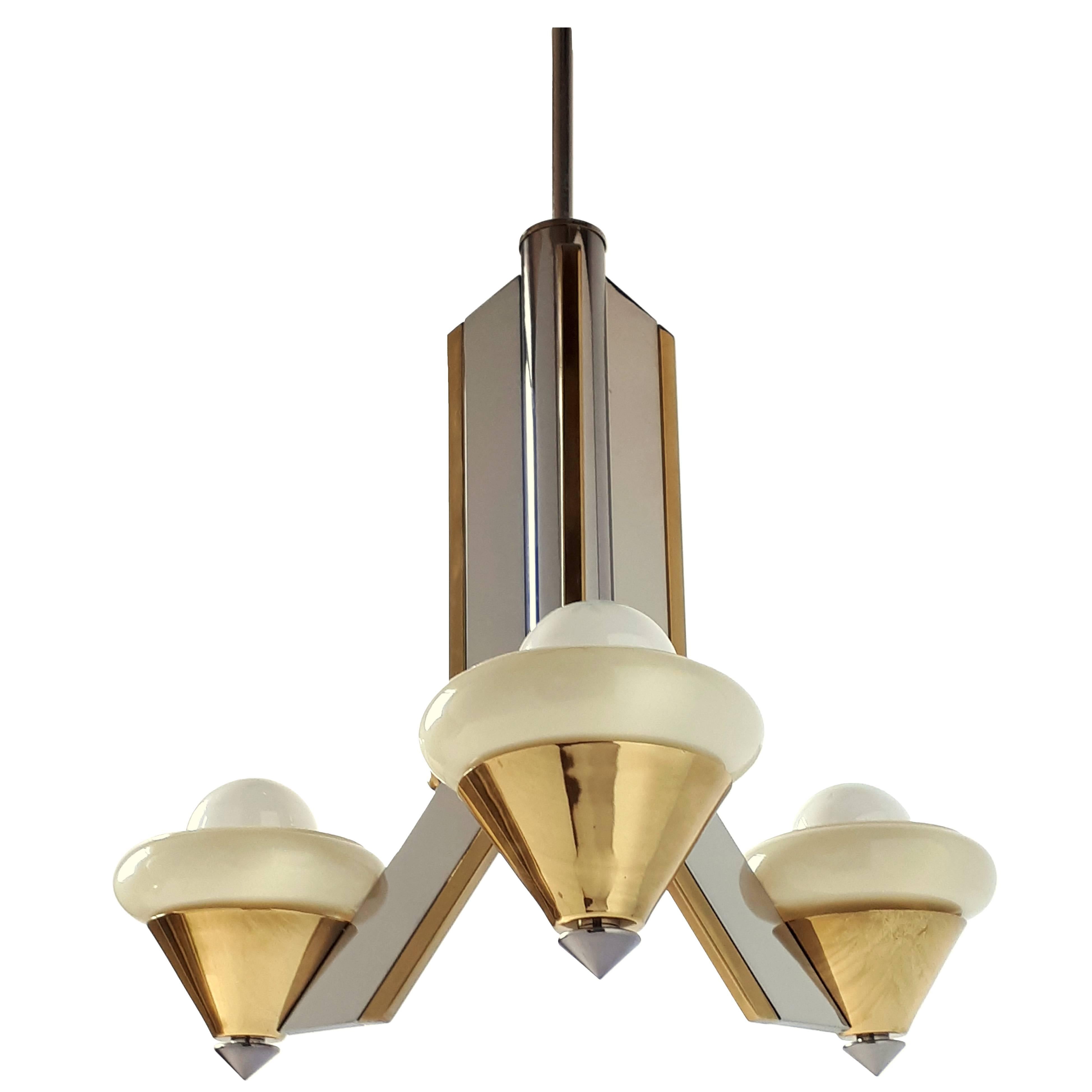 Modern Art Deco Style Chandelier in the Manners of Sciolari, 1970s, Italy