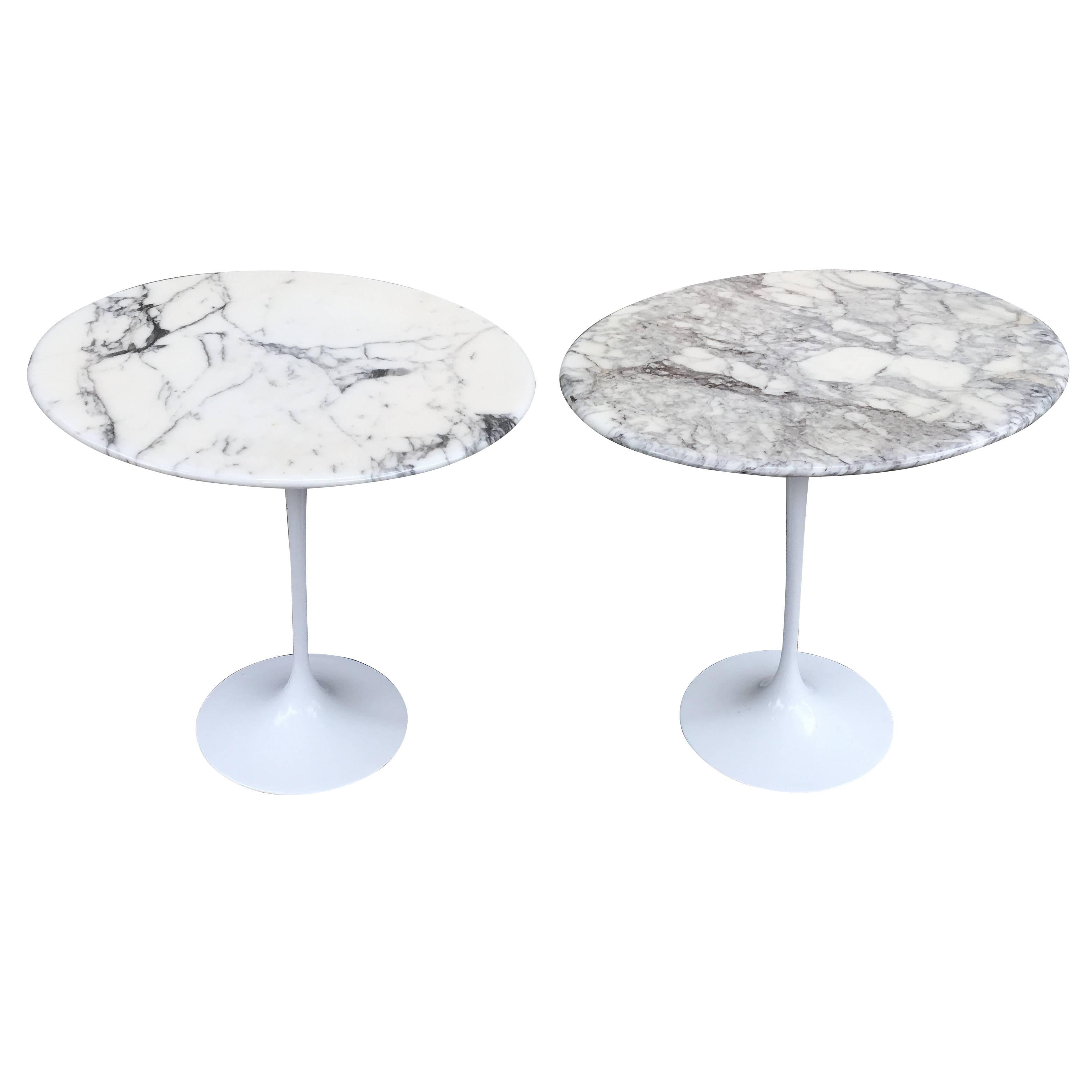 Two Eero Saarinen for Knoll Marble Tulip Side Tables