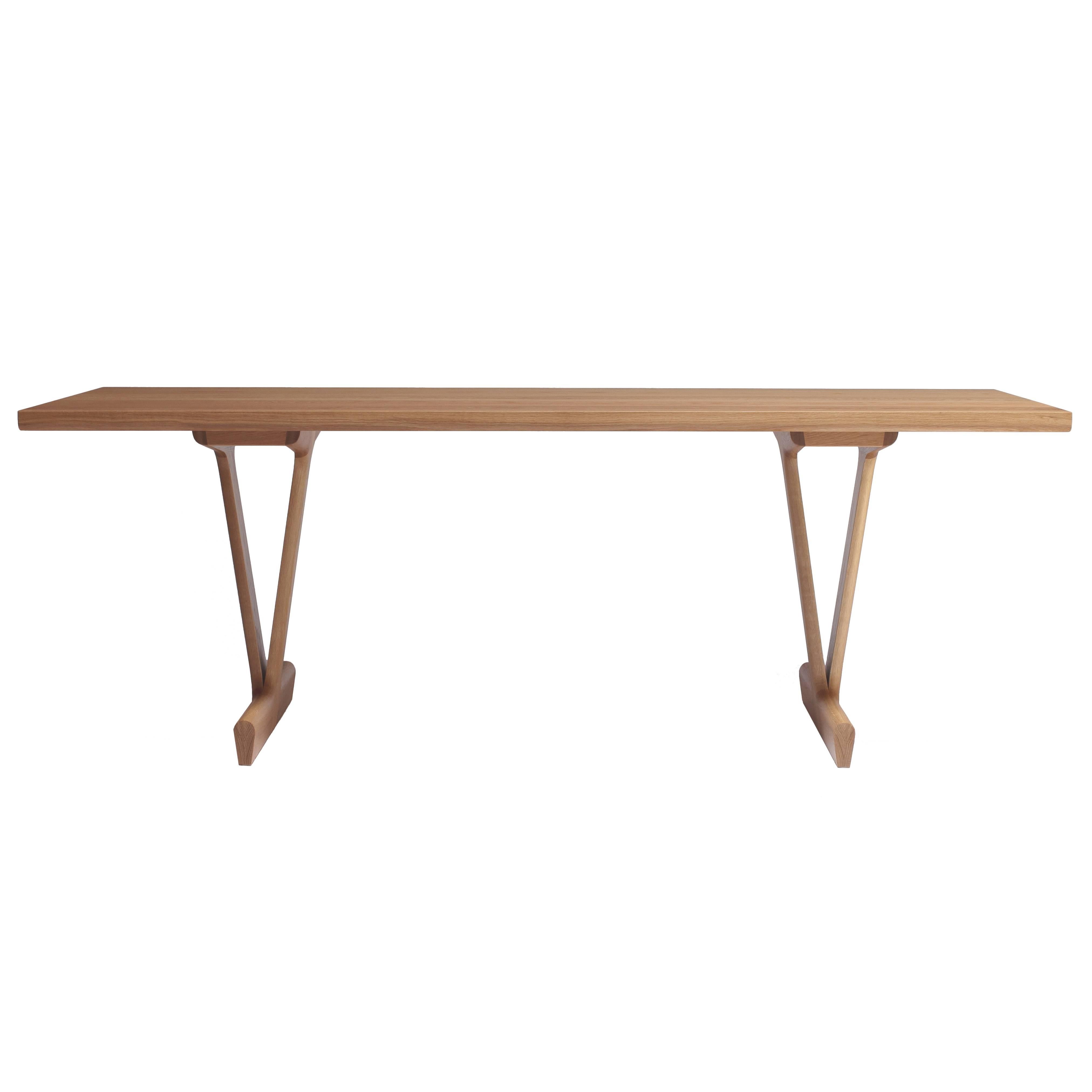 IV Dining Table in Solid White Oak with Trestle Legs
