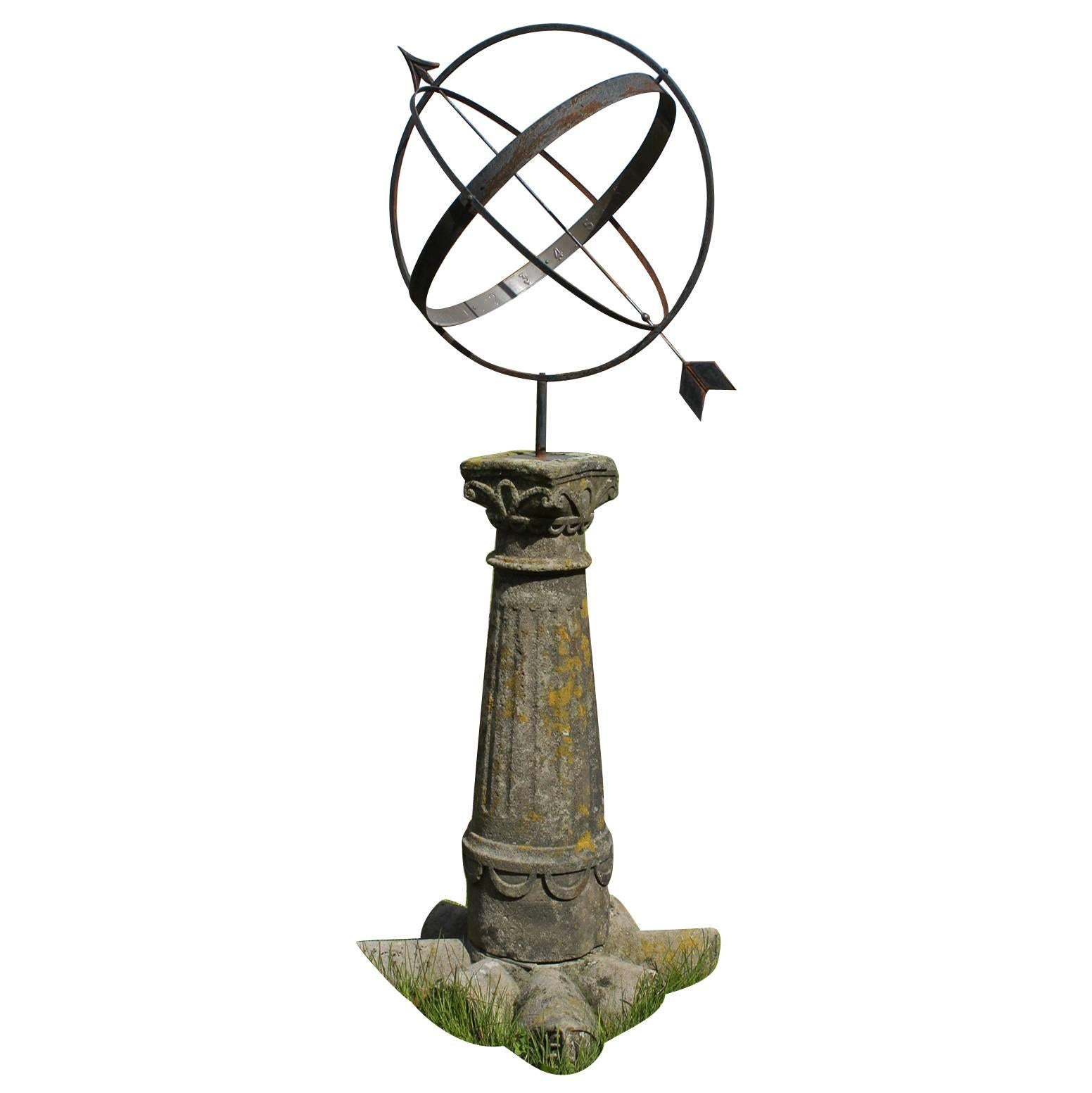 Beautiful Antique Sundial on a Stone Socle
