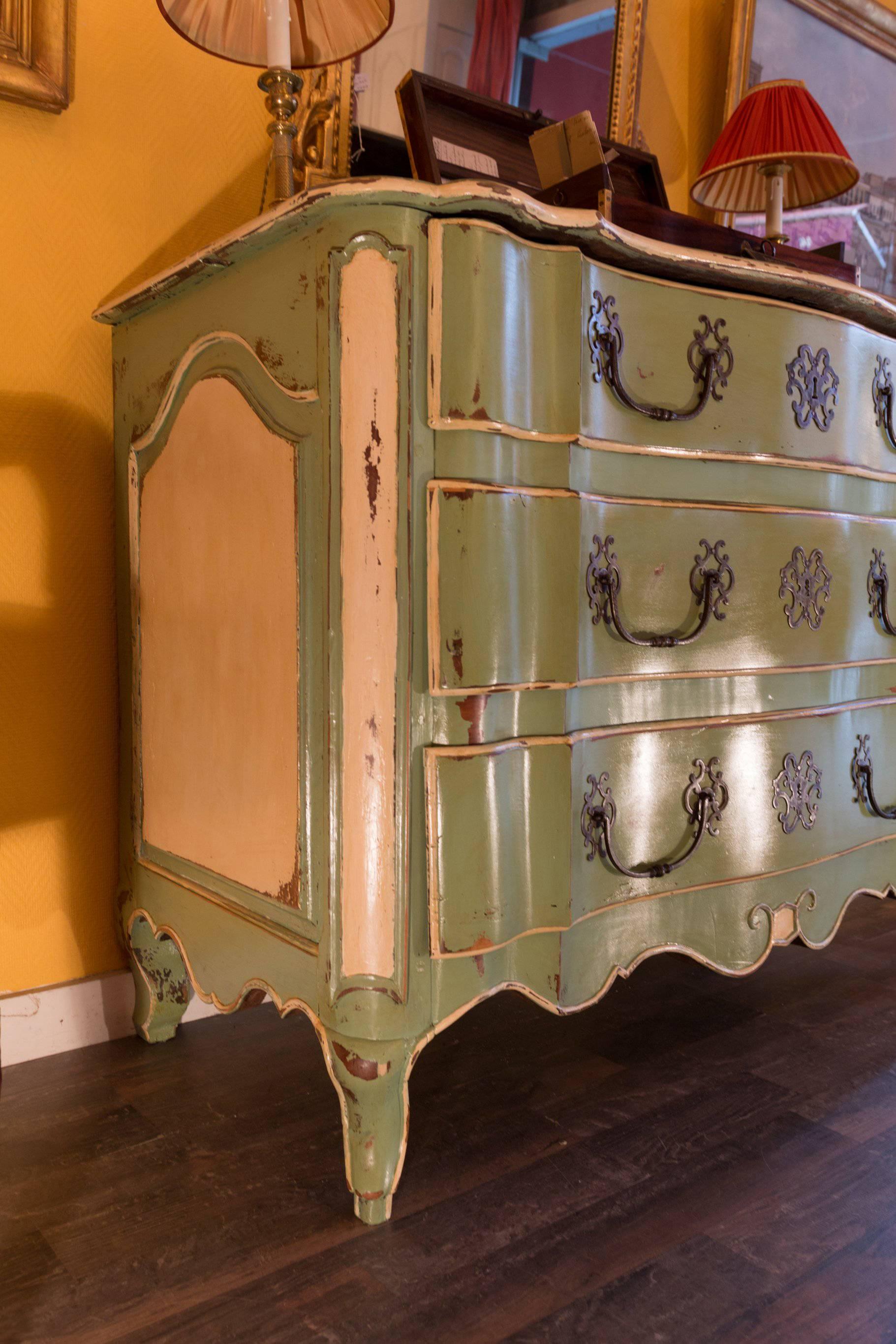 French Louis XV Period Lacquered Walnut 