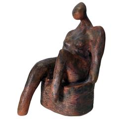 Figurative Nude Seated Female Terracotta Sculpture