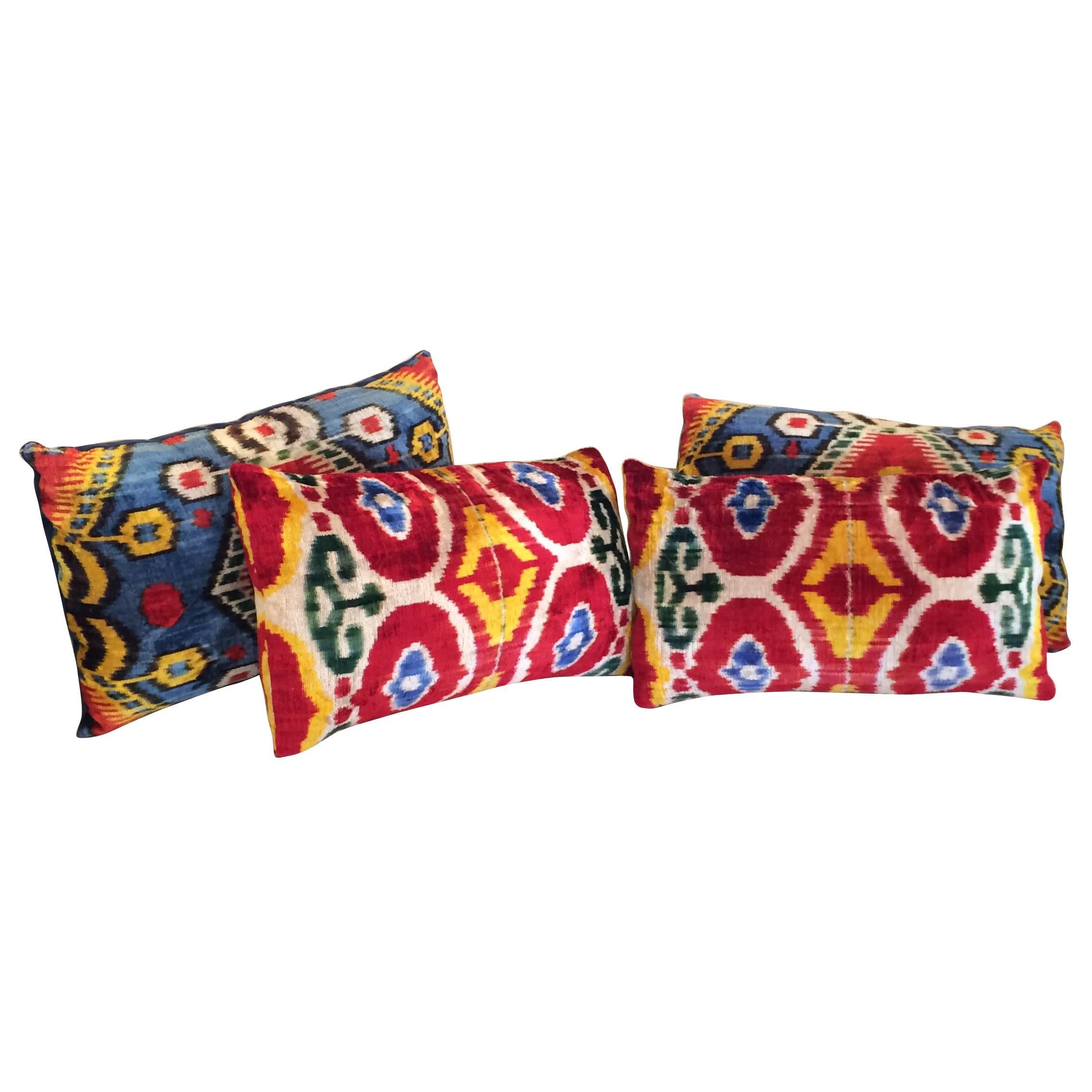 Set of Four Sumptuous Bold Pillows from Uzbekistan For Sale