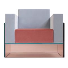 Waterline Chair in Peach Tinted Glass and Maharam Velvet by Bower, 2016, USA