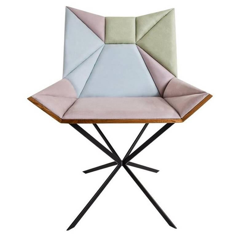 Contemporary Yvy Chair in Suede and Peroba Do Campo Wood by Nicolò Friedman  For Sale